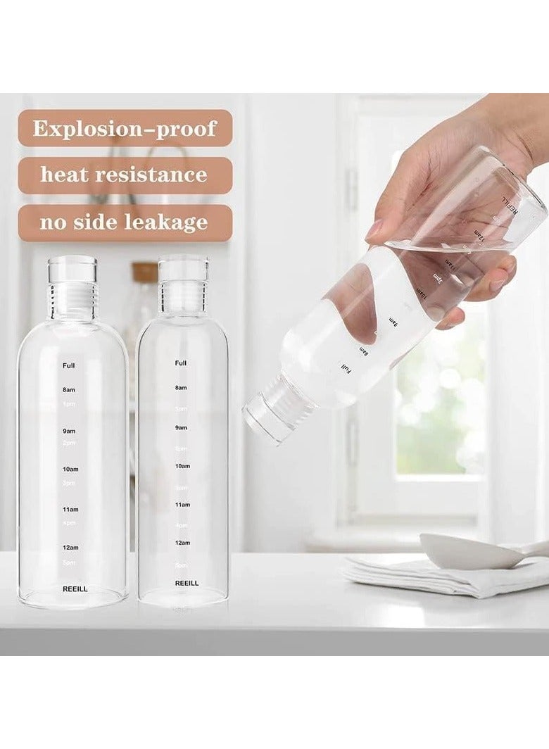Home zone 750ml Water Bottles with Time Marker Reusable Clear Glass Drinking Bottles Suitable For Office Gym Outdoors - Image 5