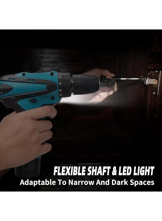 WEMART 12V Cordless Drill Set Electric Drill With Battery And Charger Home Power Drill 3 8 Inch Keyless Chuck 2 Variable Speed 18+1 Position Led Light And 24Pcs Accessories Blue - Image 5