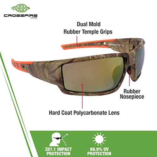 Crossfire نظارات أمان كروس فاير 411432، عدسة مرآة ذهبية، مقاس واحد - Image 2