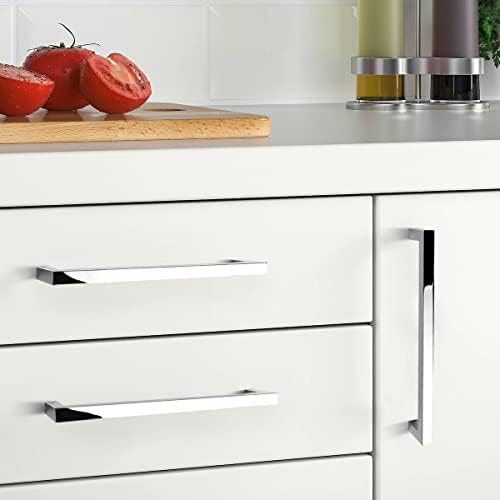 GOBEKOR 5 Pack Cabinet Handles Polished Chrome Cabinet Pulls Square Drawer Pulls 6-1/4in(160mm) Hole Centers, Square Kitchen Cabinet Handles Modern Dresser Handles Cabinet Hardware - Image 5