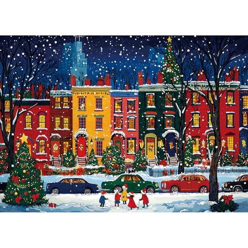 MINIWAN Christmas Street 1000 Piece Puzzle for Adults Fun Puzzles for Adults 1000 Pieces with HD Print Poster 275 197 in Dust Free for Gifts Halloween Christmas Family Games Lovers - Image 1