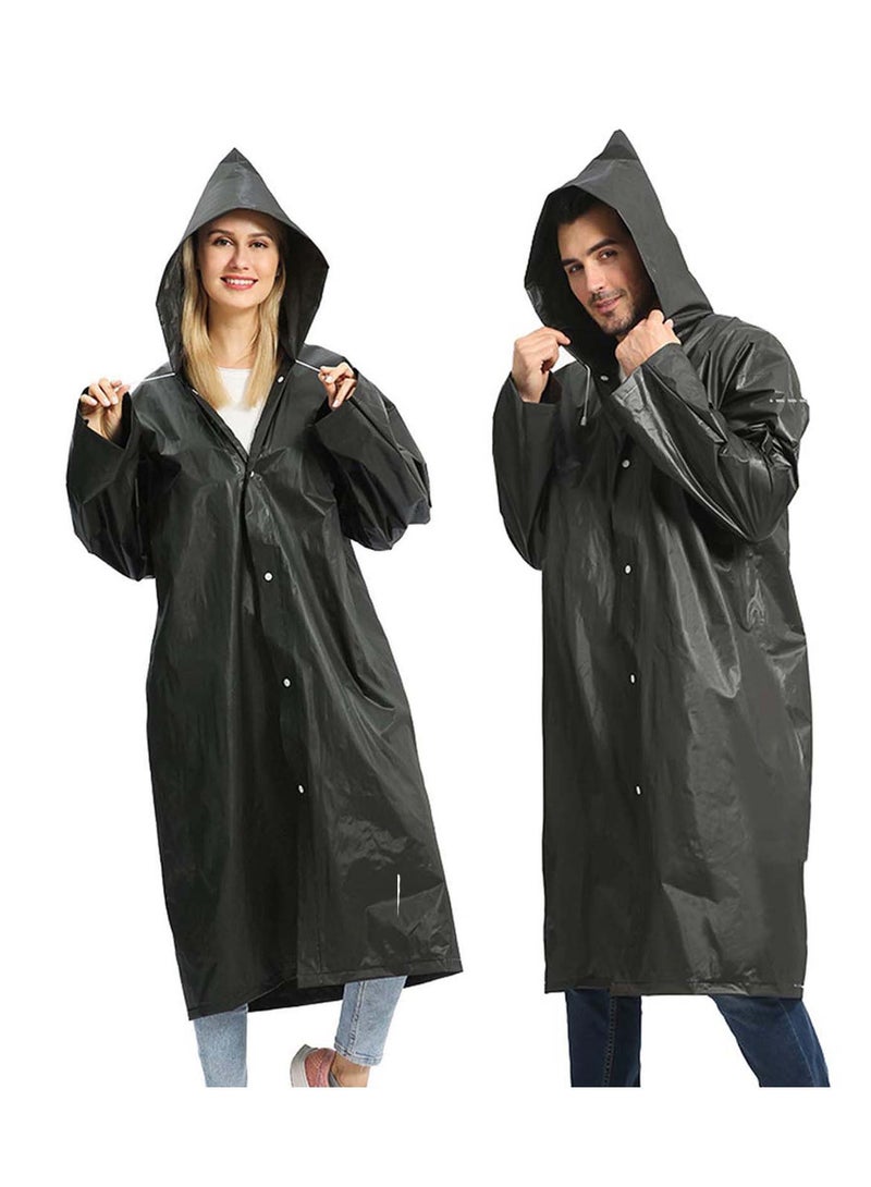 Raincoat Rain Poncho for Adults 2 Pack EVA Rain Poncho for Women and Men Reusable Raincoat Jacket Packable for Family Fishing Travel Emergency with Hood and Elastic Sleeving - Image 1