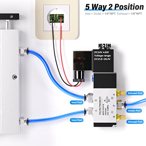 TAILONZ PNEUMATIC 1/4"NPT Solenoid Valve 4V210-08 DC24V Single Coil Pilot-Operated Electric 2 Position 5 Way Connection Type Junction Box - Image 3
