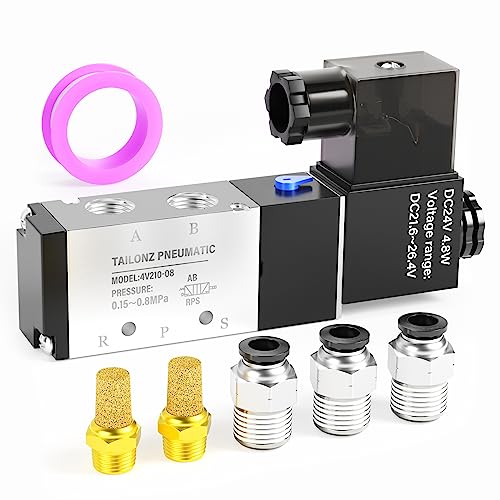 TAILONZ PNEUMATIC 1/4"NPT Solenoid Valve 4V210-08 DC24V Single Coil Pilot-Operated Electric 2 Position 5 Way Connection Type Junction Box - Image 1