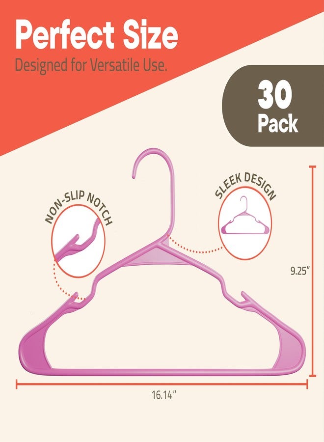 Campior Pink Plastic Hangers 30 Pack Heavy-Duty, Space-Saving, Non-Slip, Durable & Lightweight PP Hangers for Slip Dresses, Suits, Jackets & Camisoles - Image 2