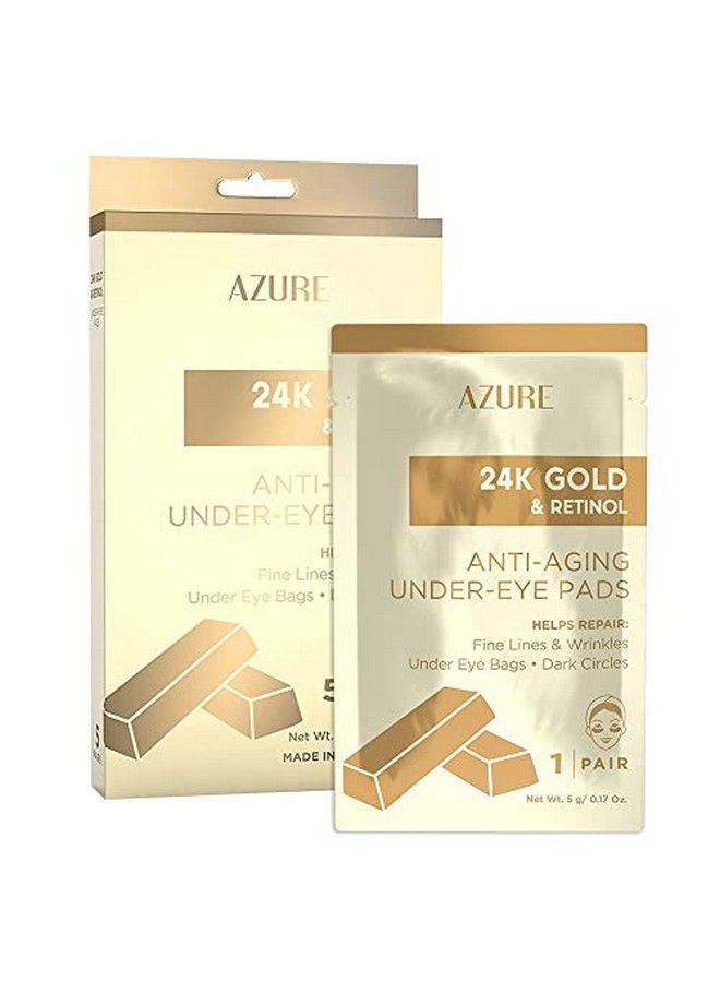 Azure Cosmetics Azure 24K Gold & Retinol Anti Aging Under Eye Patches Firming Restoring & Deeply Hydrating Eye Mask Reduces Fine Lines Wrinkles Dark Circles & Puffiness Skin Care Made In Korea 5 Pairs - Image 2