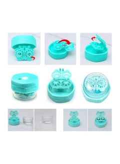 Generic Travel Contact Lens Case Set Portable Cartoon Design with Cleaning Tools and Tweezers for Men and Women Pink Green  - Image 5