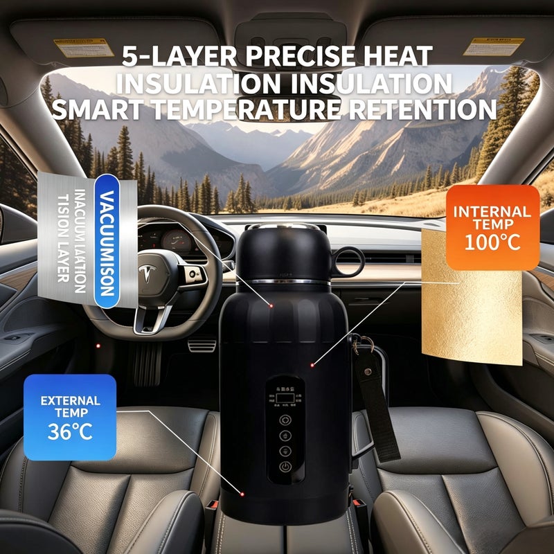 Car Electric Kettle 12/24V 1.5L Portable Water Heater - Image 2