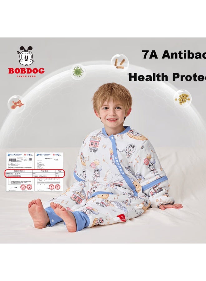 BOBDOG Babu Bean Baby Toddler Sleeping Bag Autumn Winter Warm Ginger Constant Temperature Pure Cotton Breathable Leg-separated Baby Sleeping Bag Kids Size 90 Blue 120g - Image 2