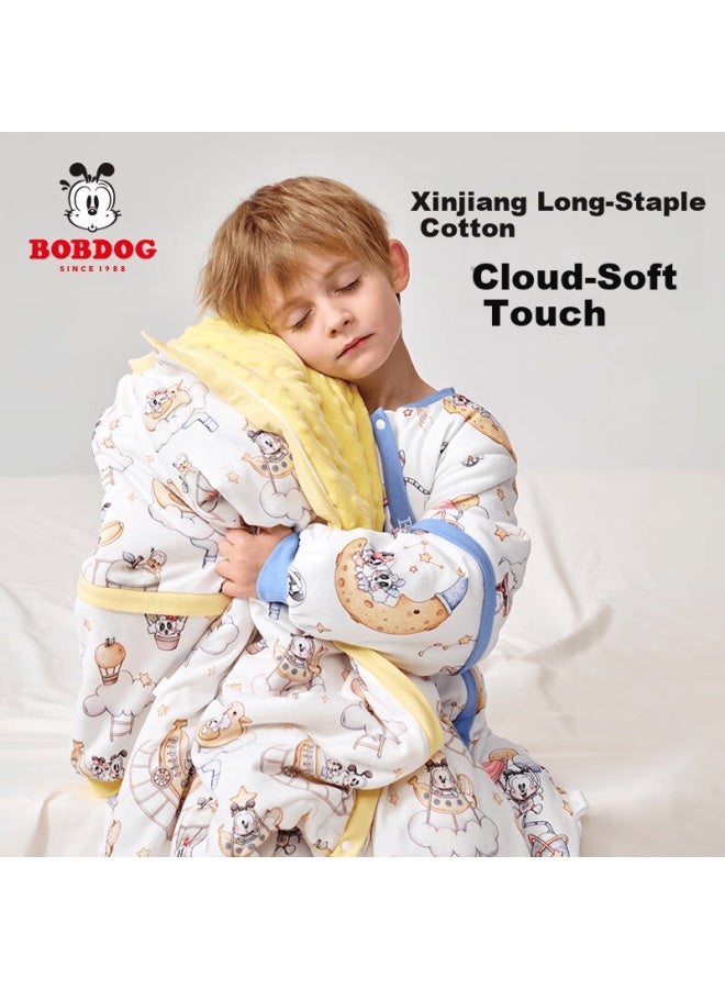 BOBDOG Babu Bean Baby Toddler Sleeping Bag Autumn Winter Warm Ginger Constant Temperature Pure Cotton Breathable Leg-separated Baby Sleeping Bag Kids Size 90 Blue 120g - Image 4