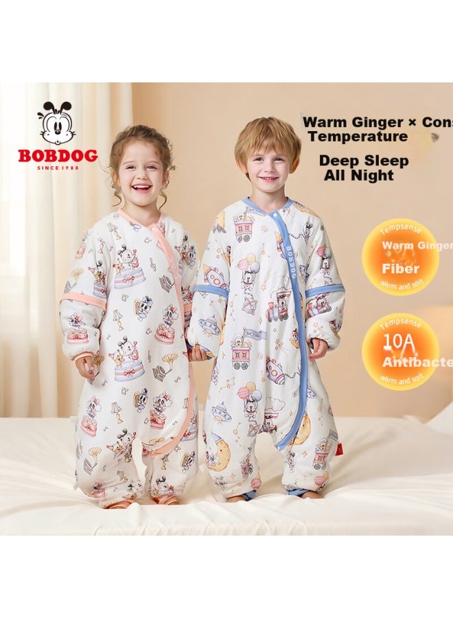 BOBDOG Babu Bean Baby Toddler Sleeping Bag Autumn Winter Warm Ginger Constant Temperature Pure Cotton Breathable Leg-separated Baby Sleeping Bag Kids Size 90 Blue 120g - Image 1
