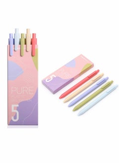 KASTWAVE 0.5 Gel Pen Multi Color Pen Cute Kawaii Boxed Pen Soft Touch Retractable Gel Ink Pens Fine Point Elegance Colors 5 Pack Colored Ink Smooth Writing Pen for School Office Home Take Notes  - Image 1