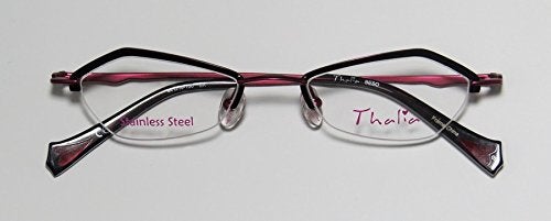 THALIA SODI Thalia Beso Womens/Ladies Designer Half-rim Spring Hinges Stainless Steel Unique Design Hot Eyeglasses/Eyewear (46-18-135, Black/Purple) - Image 2