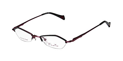 THALIA SODI Thalia Beso Womens/Ladies Designer Half-rim Spring Hinges Stainless Steel Unique Design Hot Eyeglasses/Eyewear (46-18-135, Black/Purple) - Image 1