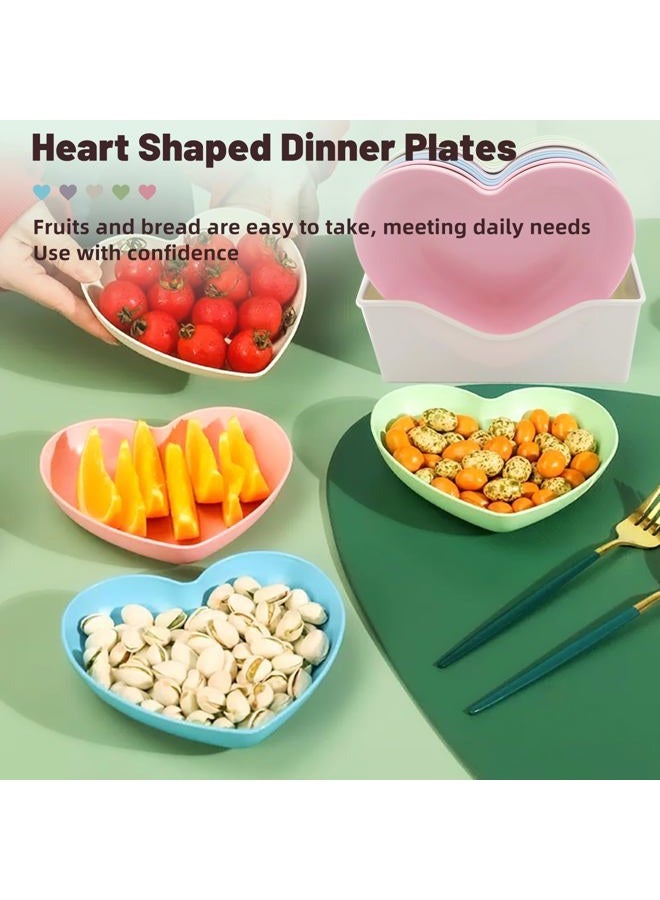 IIDEA 10pcs Multi-color Heart Shaped Plates with Tray, 5 * 5.5 Inch, Unbreakable Salad Dessert Snack Plates Appetizer Sauce Dish Dipping Snack Fruit Dessert Steak Serving for Dinner, Party, Valentine's Day - Image 2