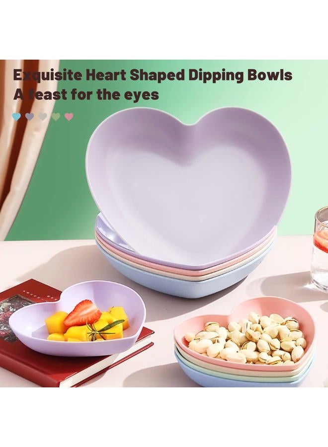 IIDEA 10pcs Multi-color Heart Shaped Plates with Tray, 5 * 5.5 Inch, Unbreakable Salad Dessert Snack Plates Appetizer Sauce Dish Dipping Snack Fruit Dessert Steak Serving for Dinner, Party, Valentine's Day - Image 5