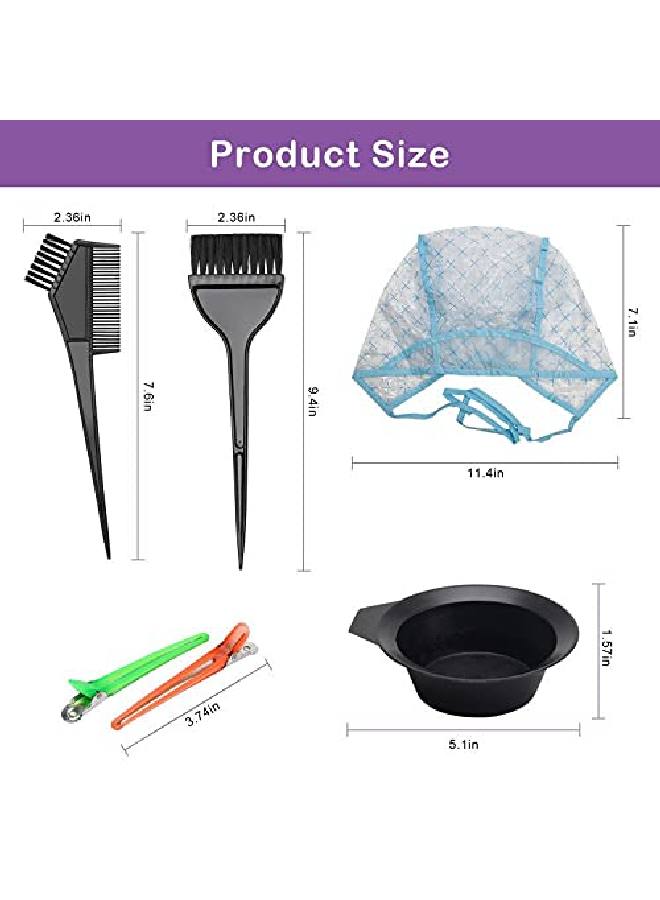 Ahier 23 Packs Hair Dye Coloring Kit Include Hair Dye Brush And Bowl Set Hair Highlight Cap Kit Ear Cover Gloves Shawl Shower Cap For Diy Salon Hair Coloring Dye Tools - Image 3