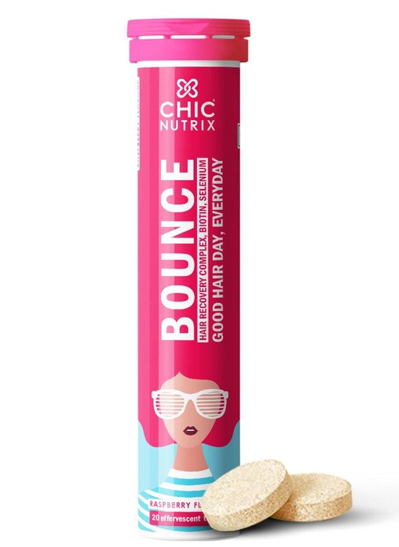 CHICNUTRIX - Bounce 20 Raspberry Flavoured Effervescent Tablet  Biotin With Selenium And Amino Acids Hair Fall and Hair Growth Management Thick Hair  Frizz Free Hair Hair Fall Control Supplement - Image 1