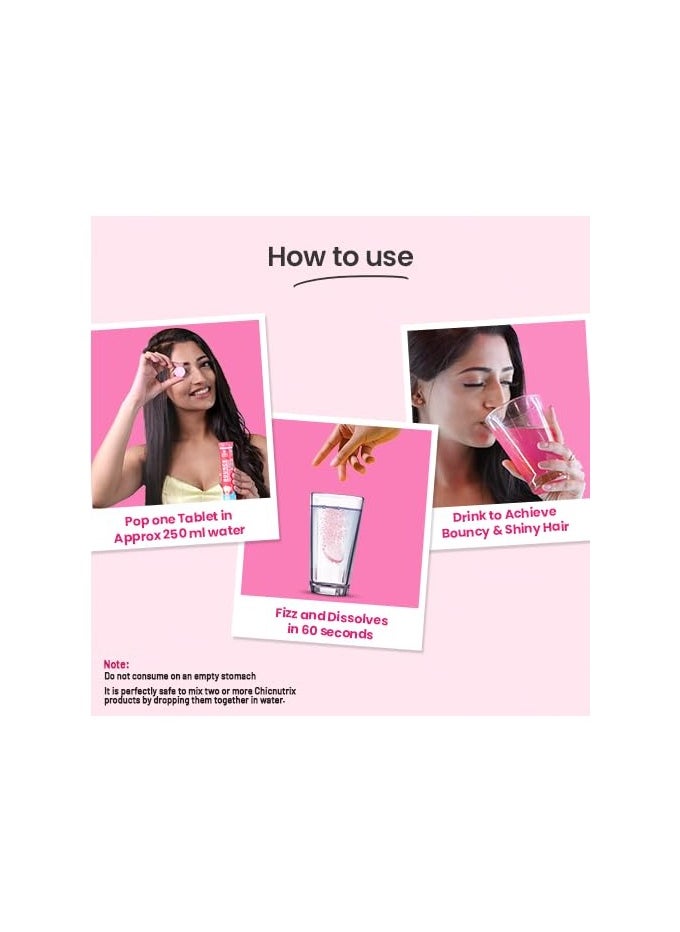 CHICNUTRIX - Bounce 20 Raspberry Flavoured Effervescent Tablet  Biotin With Selenium And Amino Acids Hair Fall and Hair Growth Management Thick Hair  Frizz Free Hair Hair Fall Control Supplement - Image 1