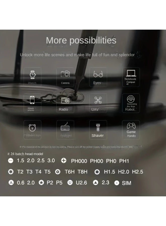 QUALITY 24-in-1 Precision Screwdriver Set, Multifunctional Repair Tool for Mobile Phone and Tablet Disassembly, Durable Plastic, No Charging Required - Comes with Various Bits - Image 4