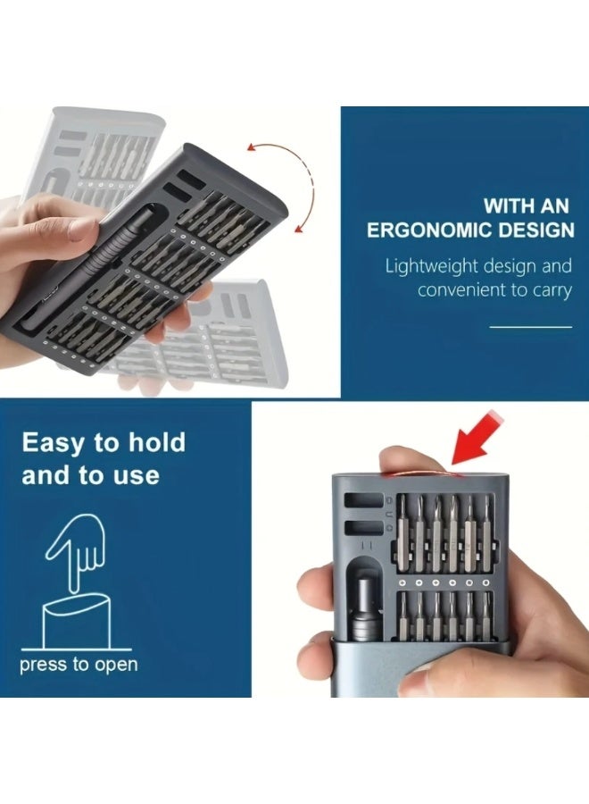 QUALITY 24-in-1 Precision Screwdriver Set, Multifunctional Repair Tool for Mobile Phone and Tablet Disassembly, Durable Plastic, No Charging Required - Comes with Various Bits - Image 3