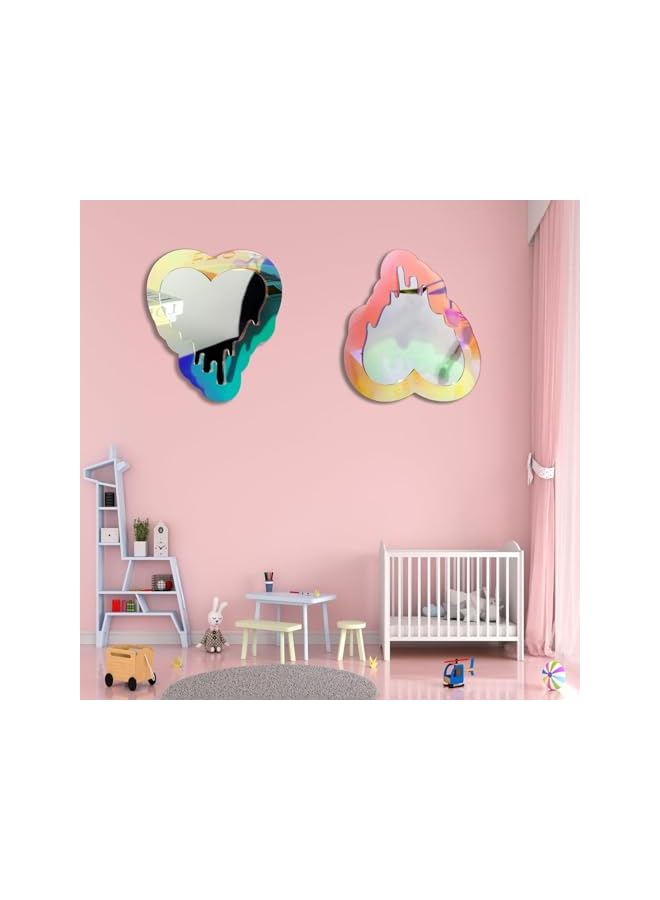 The Bros مرآة حائط غير منتظمة، مرآة خزانة مغناطيسية متلألئة، مرآة فانيتي أمورفيك ريترو لغرفة النوم، غرفة المعيشة، الحمام، مدخل الديكور الجدار - Image 2