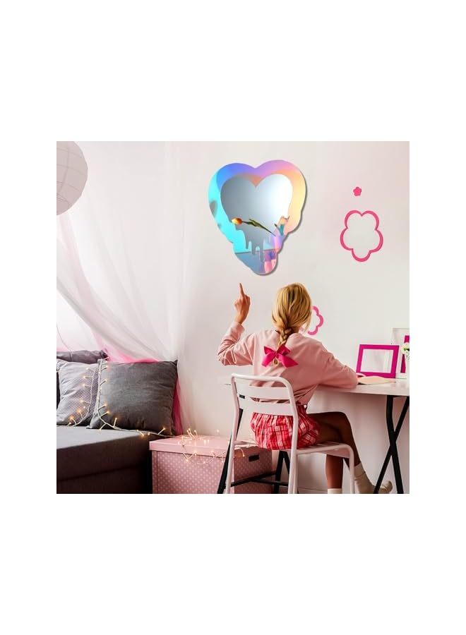 The Bros مرآة حائط غير منتظمة، مرآة خزانة مغناطيسية متلألئة، مرآة فانيتي أمورفيك ريترو لغرفة النوم، غرفة المعيشة، الحمام، مدخل الديكور الجدار - Image 5