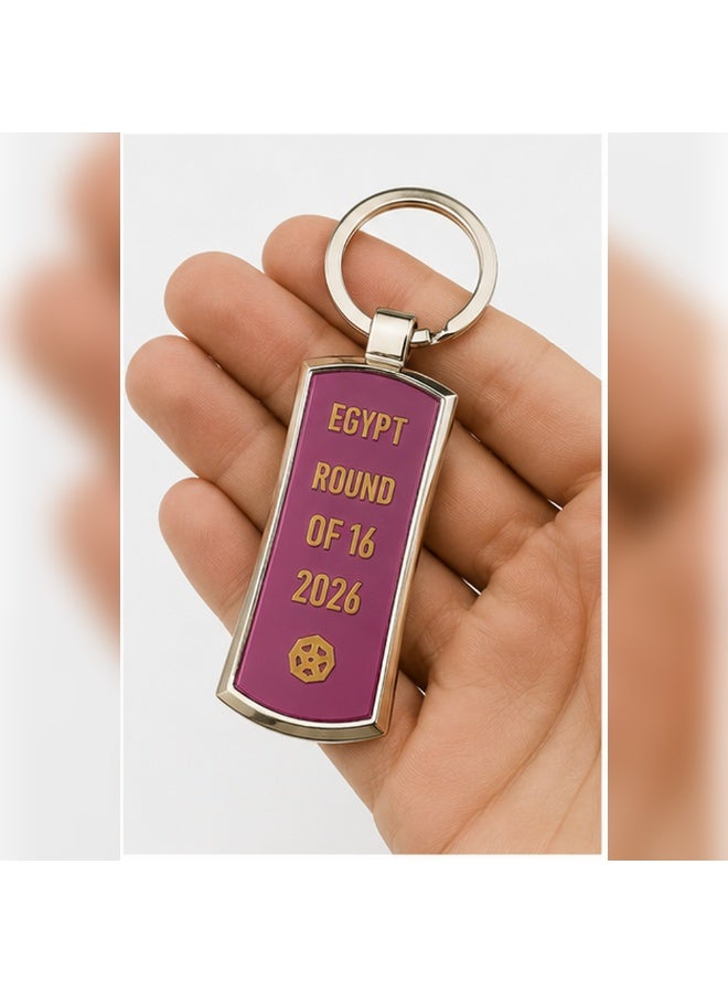 ميدالية مفاتيح معدنية تذكارية لمصر بمناسبة دور الـ16 لكرة القدم 2026 باللون الفوشيا والذهبي، قطعة واحدة - Image 5