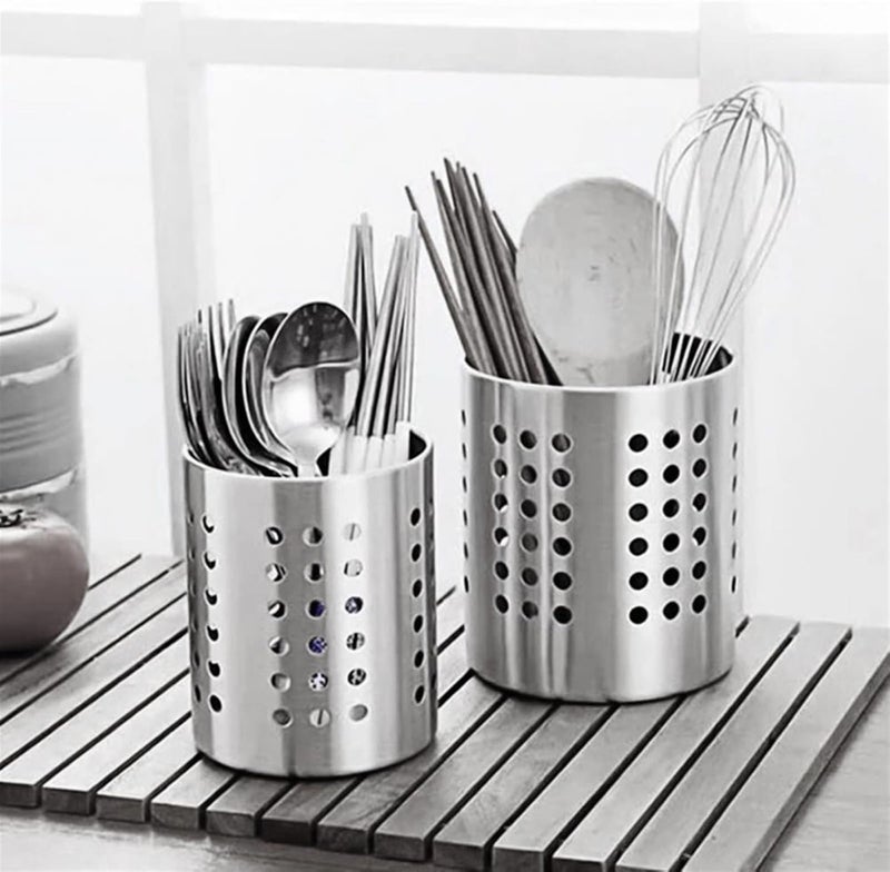 Utensil Caddy Stainless Steel Chopsticks Tube Hollow Tube drainable Tableware Bucket Pen Holder - Image 4