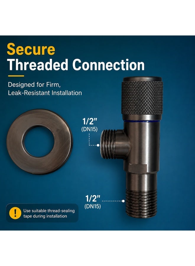 1/2" Angle Valve - Round Net Type, Matt Black Brass Body, Durable & Stylish for Bathroom and Kitchen Fixtures - Image 1