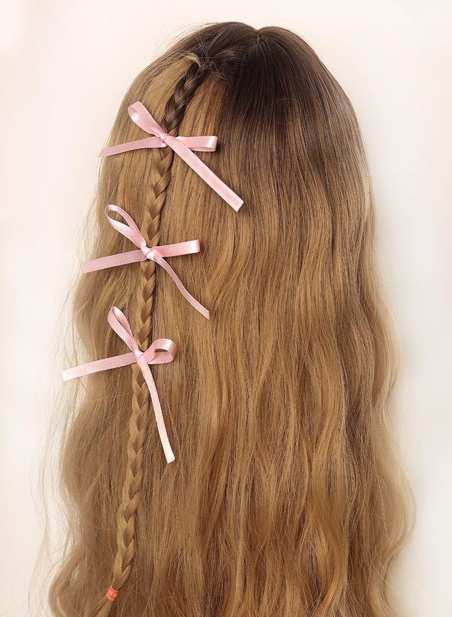 CHIROGRAPHY مجموعة من 10 قطع من ربطات شعر الساتان للنساء والفتيات | ربطات شعر وردية صغيرة مصنوعة يدويًا للأعمال اليدوية، وتغليف الهدايا، والمشاريع اليدوية، وإكسسوارات الشعر، وزينة الحفلات، وتزيين الملابس - Image 5