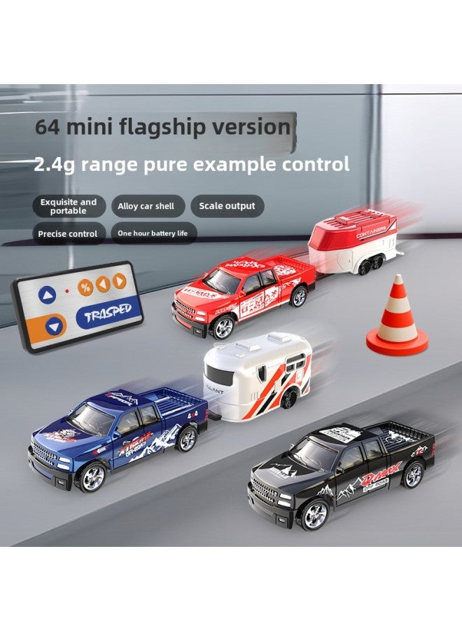 Loquat Mini Remote Control Car Toy 2.4G Light Adjustable Speed With Trailer Simulation Model 1:64 Alloy Car Play-Color:Alloy Remote Control Car C1-6601b -Proportion:1:64 - Image 2