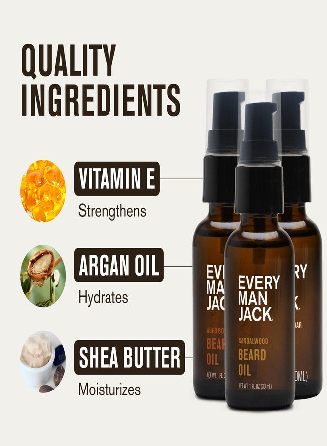 Every Man Jack Beard Oil Gift Set for Men – Full Size 3-pack - Sandalwood, Vanilla + Cedar & Aged Bourbon Scents – Softens Beard + Adds Shine - Naturally Derived w/Shea Butter – 1 fl oz (3 Pack) - Image 5