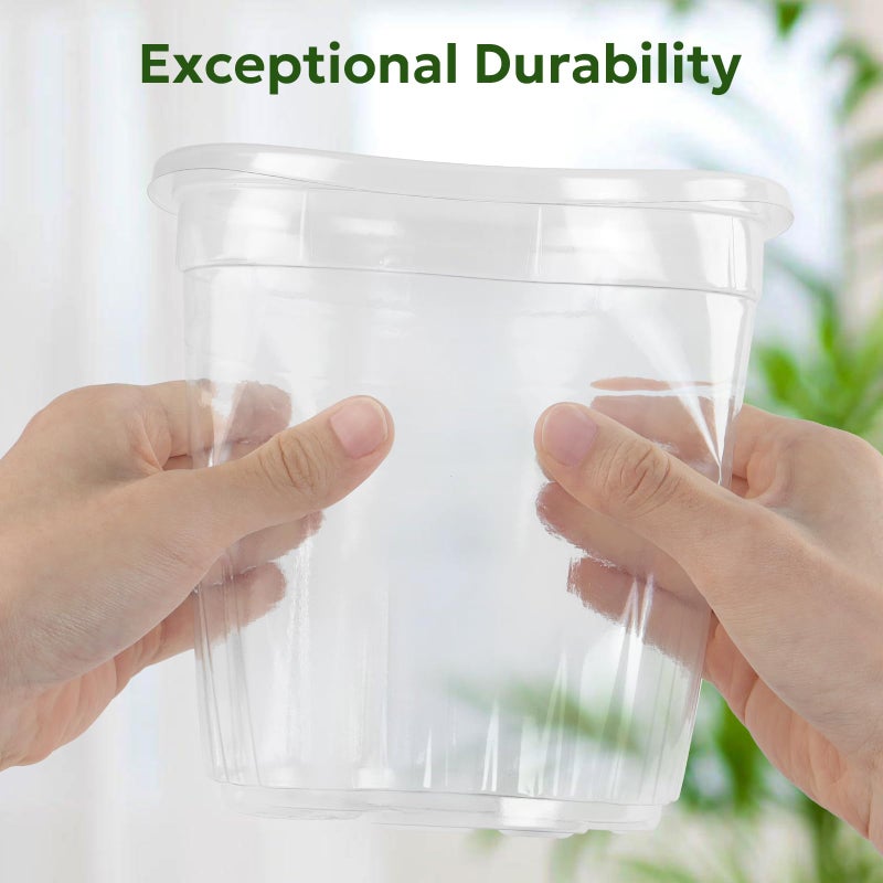 Bluepro 30 Packs 1 Gallon Reinforced Clear Nursery Pots with Drainage Holes, 7 Inch Transparent Plastic Plant Pot Seedling Planter for Vegetable Propagation, Root Cutting, Seed Starting - Image 4