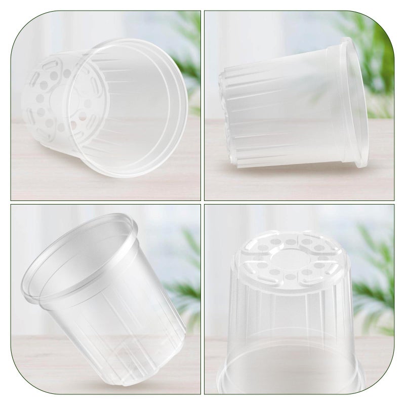 Bluepro 30 Packs 1 Gallon Reinforced Clear Nursery Pots with Drainage Holes, 7 Inch Transparent Plastic Plant Pot Seedling Planter for Vegetable Propagation, Root Cutting, Seed Starting - Image 5