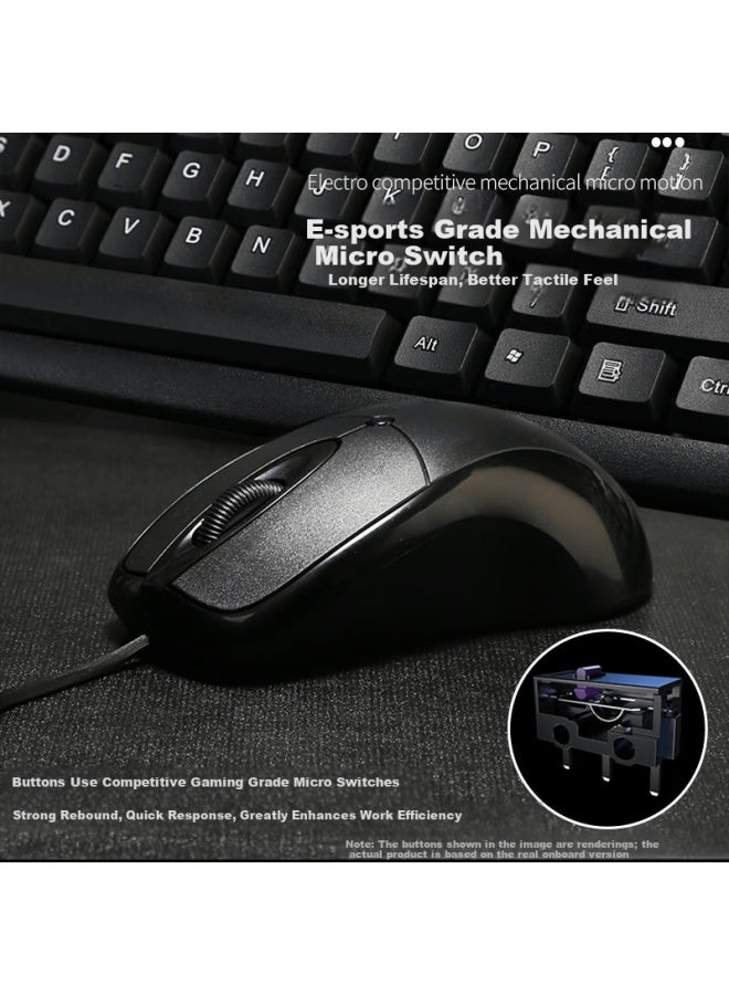 Gesobyte Jixuan Km810uu Wired Keyboard And Mouse Combo Office Set Usb Keyboard Low Noise 104 Keys Black Compatible With Pc And Laptop - Image 3