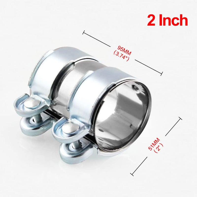 ZLSCTT 2 Joint Exhaust Band Clamp Stainless Steel Exhaust Clamp Pipe Connector Compatible for 2 ID Tube for Catback Exhaust Mufflers and Downpipes - Image 4