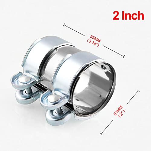 ZLSCTT 2 Joint Exhaust Band Clamp Stainless Steel Exhaust Clamp Pipe Connector Compatible for 2 ID Tube for Catback Exhaust Mufflers and Downpipes - Image 3