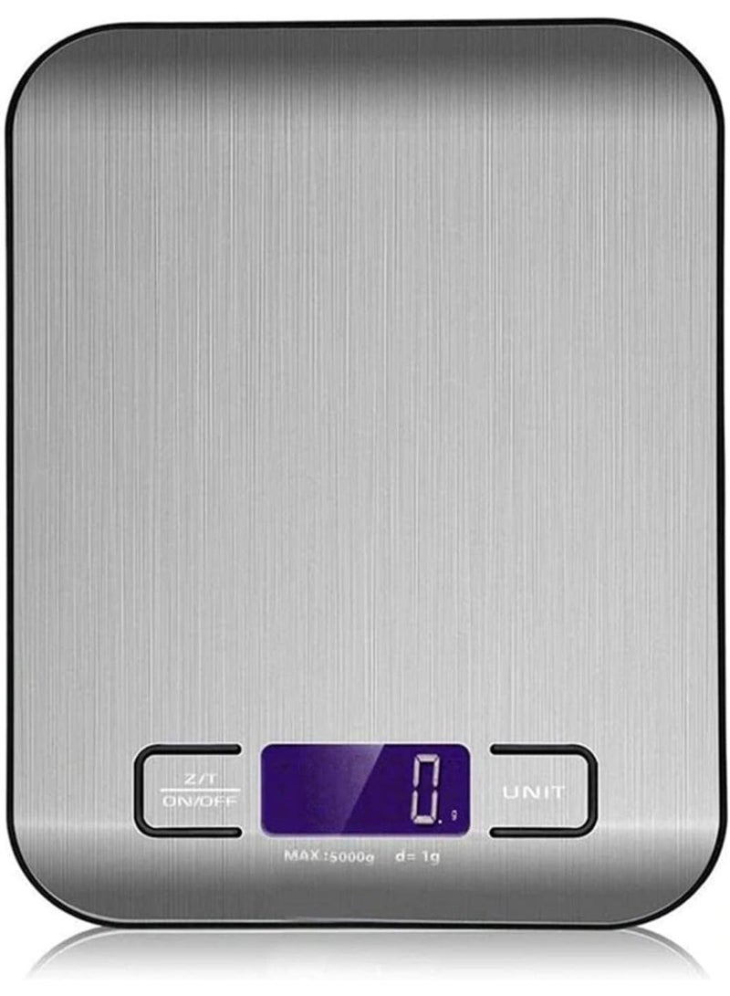 HOOJO® Digital Kitchen Scale – Slim Stainless Steel Food Weighing Scale for Cooking & Baking, 10 kg Capacity, Measures 5 Units in g/Kg/oz/ml/lb: with Tare Function, Anti-Fingerprint Surface - Image 1
