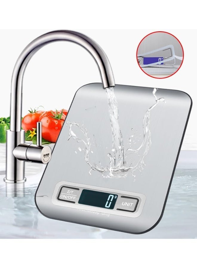 HOOJO® Digital Kitchen Scale – Slim Stainless Steel Food Weighing Scale for Cooking & Baking, 10 kg Capacity, Measures 5 Units in g/Kg/oz/ml/lb: with Tare Function, Anti-Fingerprint Surface - Image 4
