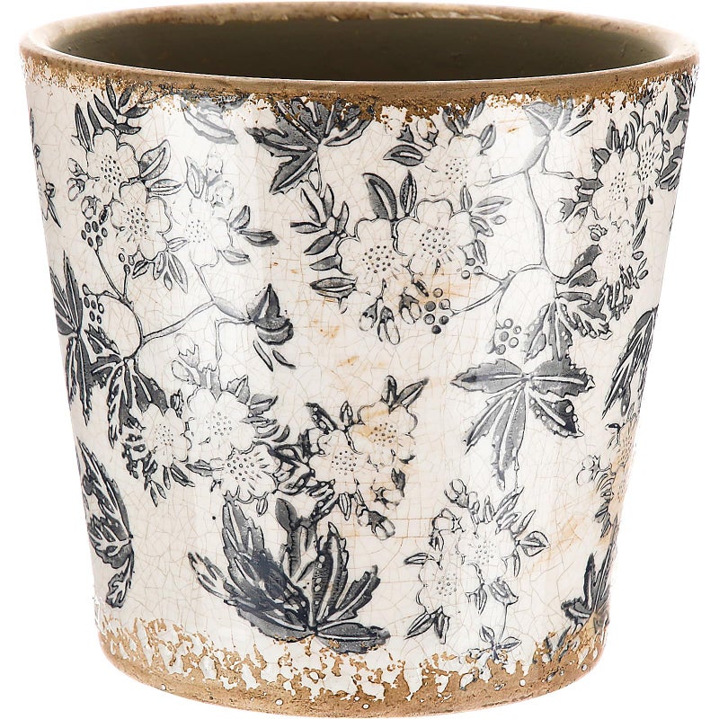 Beeveer Farmhouse Ceramic Planter 55 Inch Large Plants Pot Crack Beige Gray Flowers Plant Pots with Drainage Hole Indoor Plants Kitchen Rustic Antique Decor Gift - Image 2