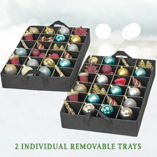 HOLDN’ STORAGE Christmas Ornament Storage Container Box with Dividers – Convenient Durable 2 Individual Removable Trays Fits Up to 48-3” Ornaments. - Image 5