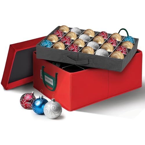 HOLDN’ STORAGE Christmas Ornament Storage Container Box with Dividers – Convenient Durable 2 Individual Removable Trays Fits Up to 48-3” Ornaments. - Image 1