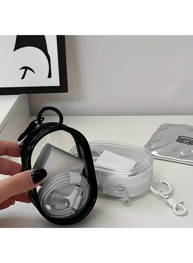 White Portable PVC Transparent Storage Box For Earphones Cables Jewelry - Image 4