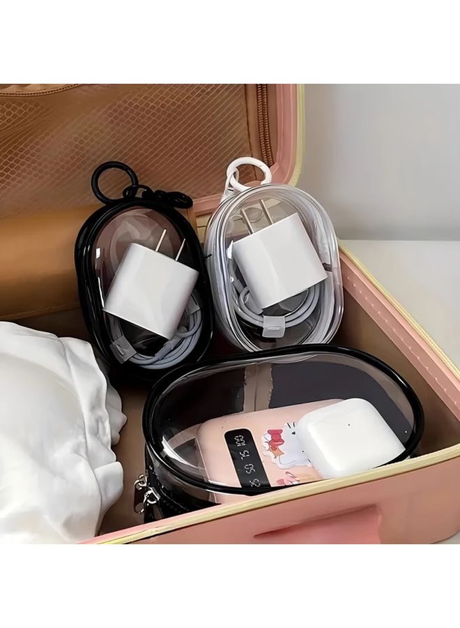 White Portable PVC Transparent Storage Box For Earphones Cables Jewelry - Image 3