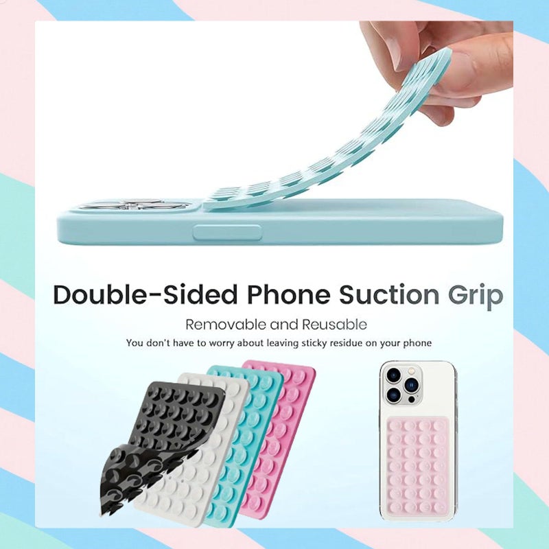 Rookii 3 PCS Double Sided Phone Suction Pad,Sticky Phone Case for Wall ands-Free Fidget Toy Mirror Shower,Suction Cup Holder for Car Mobile Power Supplies (Black White Pink) - Image 3