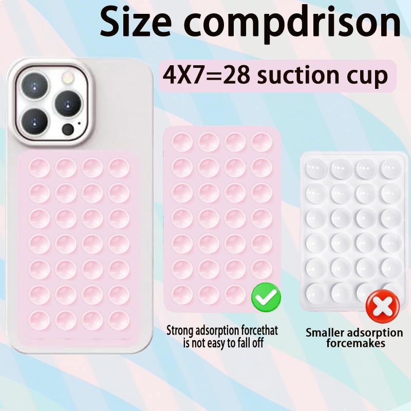 Rookii 3 PCS Double Sided Phone Suction Pad,Sticky Phone Case for Wall ands-Free Fidget Toy Mirror Shower,Suction Cup Holder for Car Mobile Power Supplies (Black White Pink) - Image 2