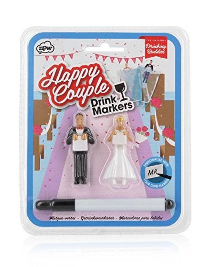 NPW-USA NPW61307 NPW Cocktail/Wine Glass Markers, Happy Couple