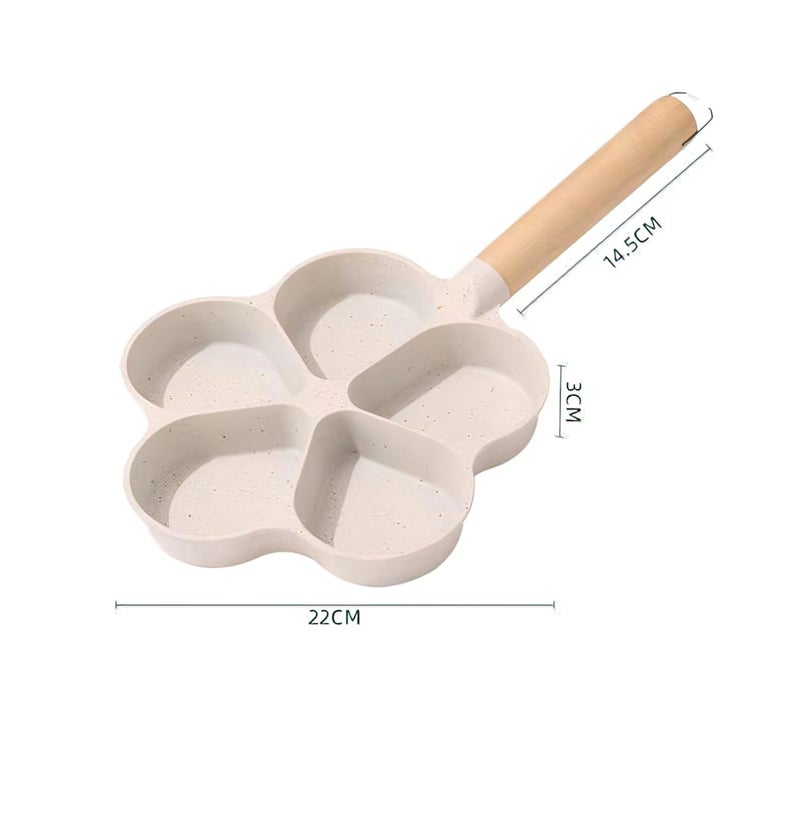 Wellway Flower Shape Non-Stick Frying – 4 Section Granite & Maifan Stone Cookware | Multi-Compartment Egg, Uttapam & Japanese Omelette Maker with Wooden Handle, Easy Clean Coating - Image 5