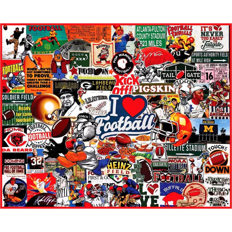 White Mountain 1000 Pieces Jigsaw Puzzle Sports Collage Puzzles Large Pieces Gift for Adults and Family 24x30  I Love Football - Image 2